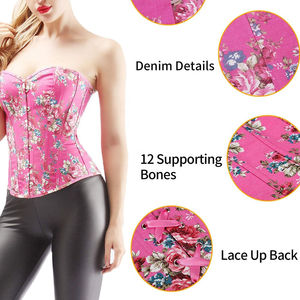 Best Price Vintage Sexy Bustier Burlesque Carnival Party Clubwear Corsets for Women <b>Body</b> Shaping Gothic Pleated Trim - Product Image 4