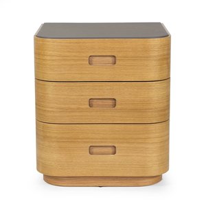 Hh Đầu Giường gỗ sồi Veneer cơ thể, da nội thất ngăn kéo thanh lịch lưu trữ đầu giường 3 ngăn kéo Thiết kế thời trang - Product Image 2