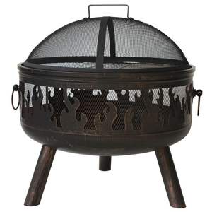 Pozo de fuego de hierro con tapa de malla que garantiza la seguridad de los niños y las mascotas durante las reuniones nocturnas al aire libre en el jardín familiar - Product Image 5