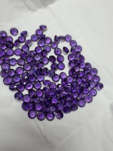 Améthyste synthétique de qualité supérieure, taille brillant, 5-6 mm, couleur bleue polie, pour la fabrication de bijoux GRG - Product Image 3