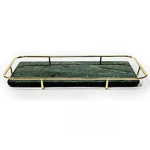 Plateau de service en marbre vert au look moderne, nouveaux plateaux de maison et de Table de haute qualité, nouveau look, plateau de service en marbre avec poignée - Product Image 1