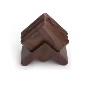 Sous-verres en noyer Ensemble de 6 sous-verres en bois faits à la main avec support Forme carrée Dessous de plat en laiton par Crescent Crafts - Product Image 5