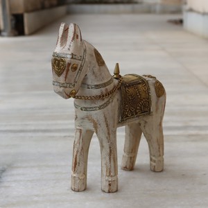 Statue de cheval de Style indien faite à la main Figurine bois laiton détresse Design rustique pour anniversaire Pâques ou mariage cadeaux de décoration intérieure - Product Image 4