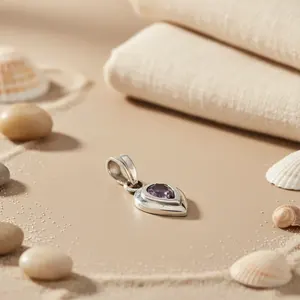 Colgante de Plata 925 con Amatista en Forma de Lágrima para Mujer, con Baño de Oro Rosa y Platino, Joyería de Regalo - Product Image 1