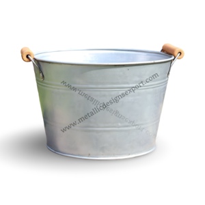 Longue cuve à boissons en métal galvanisé avec poignées en bois pour les fêtes en plein air BBQ et décoration de jardin Doublure de pépinière - Product Image 6