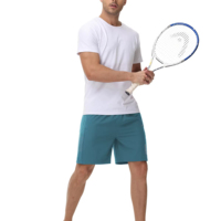 Shorts de tennis décontractés pour hommes en polyester/coton, taille mi-haute, longueur genou personnalisée, séchage rapide, cordon de serrage, respirant, couleur unie, maille, style urbain