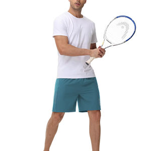 Short de tennis décontracté pour hommes 100% Polyester taille élastique longueur genou séchage rapide fermeture éclair conception couleur unie short en maille - Product Image 1