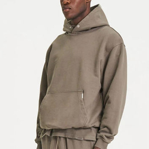 OEM personalizado 400-500 GSM liso en blanco Sudadera con capucha de gran tamaño Rosa 80% Algodón 20% poliéster Sudadera con capucha recortada con patrón sólido - Product Image 6