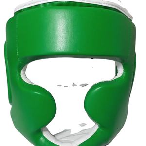 Protector de cabeza para boxeo con barra nasal, color verde metálico brillante, de cuero vacuno, protector para entrenamiento de boxeo y MMA. - Product Image 1