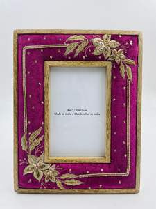 Customized Shape Handmade Luxury Modern Wood Fabric PhotoFrame Spring Collection Embroidered Beaded Lightweight Durable Vertical - Product Image 2