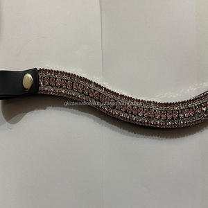 ที่มีคุณภาพสูงอุปกรณ์ม้าอานผลิตภัณฑ์ที่ทำด้วยมือคลื่นรูปร่างหนังม้าคิ้ววงที่มีสีชมพูอ่อนและคริสตัลใส Bling - Product Image 5