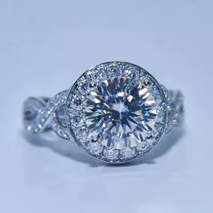 Anillo de boda de compromiso de plata elegante de lujo para mujer, alta calidad, personalizado, corte ovalado, Moissanite, incrustaciones de diamantes, princesa clásica - Product Image 1