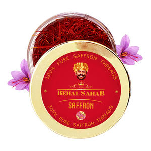 Behal Sahab Safran 3 grammes de qualité supérieure pur safran arôme naturel riche saveur pour la cuisine santé et bien-être (vente en gros) - Product Image 1