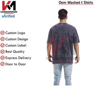 T-shirts surdimensionnés pour hommes T-shirts graphiques vintage délavés à la pierre Chemises en coton épais T-shirts décontractés à coupe ample - Product Image 3
