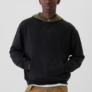 Recién llegado 2025 100% sudaderas con capucha de algodón para hombres personalizado DTF impreso logo color block transpirable de gran tamaño drop shoulder hoodies para hombres - Product Image 5