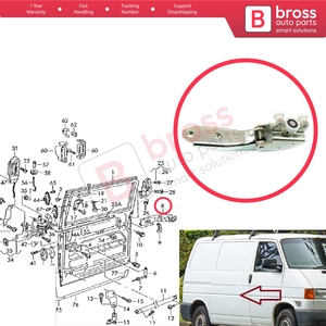 BDP24 Right Side Rear Sliding Door Middle <b>Roller</b> Guide Hinge for Transporter T4 Caravelle Multivan 1990-2003 701843336A - Product Image 5