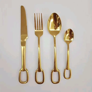 Juego de cubiertos de latón de 3 piezas con pulido mate y apto para alimentos con mango de diseño de pájaros Juegos de cubiertos de laca de acero espejado - Product Image 3