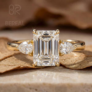 Anillo de Compromiso de Diamante Cultivado en Laboratorio Vvs Personalizado, Certificado por IGI, Diamante Creado en Laboratorio, Plata 925, Anillo Tríptico de Pera, Joyería Fina para Mujer - Product Image 1