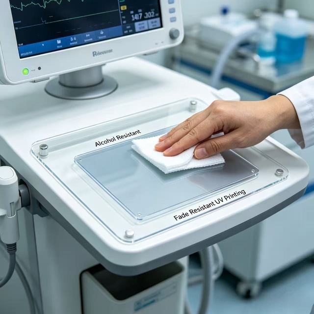 Alcohol Resistant UV Printed Acrylic Front Panel, Medical Device Display Frame for Patient Monitors & Vet Equipment