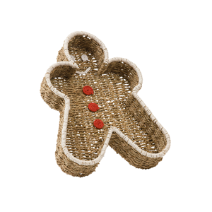 Gingerbread Man Shaped <b>Basket</b> Decorative <b>Seagrass</b> <b>Basket</b> Christmas Gift Holder Perfect For Cozy Christmas Decor From Vietnam - Product Image 2