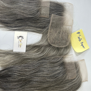 Sun Hair Company Venta al por mayor de alta calidad gris sal pimienta Color HD Cierre de encaje Pelucas de cabello crudo vietnamita Extensiones de cabello humano - Product Image 6