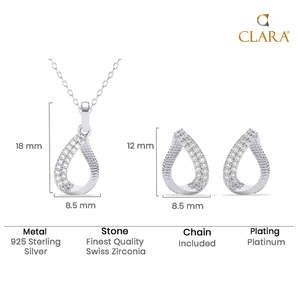 Conjunto de Joyería Nupcial Clásico con Diseño de Gota de Lluvia en Plata, Diamantes con Corte Pera y Circonitas, con Baño de Oro Rosa, Ideal para Bodas y Fiestas, Regalo Perfecto - Product Image 5