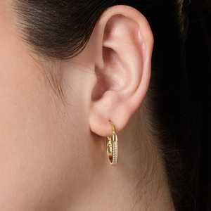 Pendientes de Plata 92.5 con Baño de Oro, Estilo Moderno de Aro con Zirconia, Perlas y Diamantes, Material Principal Oro Rosa 191514 - Product Image 3