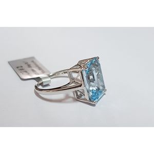 Anillo Solitario de Topacio Azul Cielo Romántico para Mujer Shah Gems, Plata de Ley 925, Ajustable, con Incrustaciones en Forma de Ojo, para Compromiso - Product Image 4