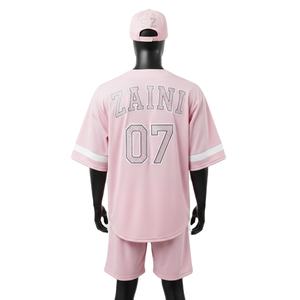 Conjunto de béisbol para hombre, de alta calidad, tejido de poliéster transpirable, con logotipo de diamantes de imitación personalizable. Conjunto corto para hombre. - Product Image 2