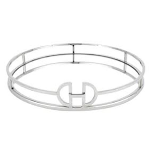 Bandejas para servir con espejo de cristal circular para decoración minimalista del hogar con asas decorativas de acabado dorado - Product Image 6