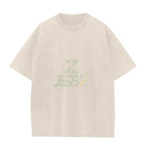 Camiseta de hombre de alta calidad 100% algodón holgado estilo de calle ligero estiramiento tela tejida de gran tamaño ropa de calle informal de moda - Product Image 1