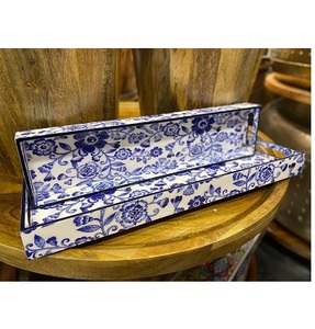 Bandeja de comida para servir de madera de nogal marrón rústica al por mayor con asas gran oferta incrustaciones de hueso MOQ 20 piezas - Product Image 3