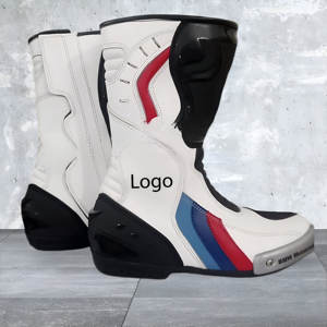 Bottes en cuir de course moto hauteur cheville avec fermeture à glissière doublure en cuir véritable pour hiver été printemps utilisation moto - Product Image 2