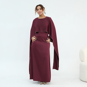 Robe Abaya Loriya 2026 ornée de perles, robe kaftan de luxe à manches cape, robe maxi en satin élégante et modeste, robe musulmane <span class=keywords><strong>pour</strong></span> femmes - Product Image 5