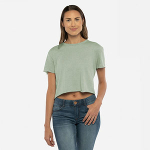 Next Level Apparel Festival Crop Tee Stonewash Denim Scoop Neck Top corto ligero Camiseta Festivales y verano transpirable - Product Image 5