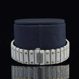 Montre de luxe entièrement sertie de diamants, en acier inoxydable, avec affichage analogique squelette, mouvement automatique suisse HPHT, résistante à l'eau - Product Image 2