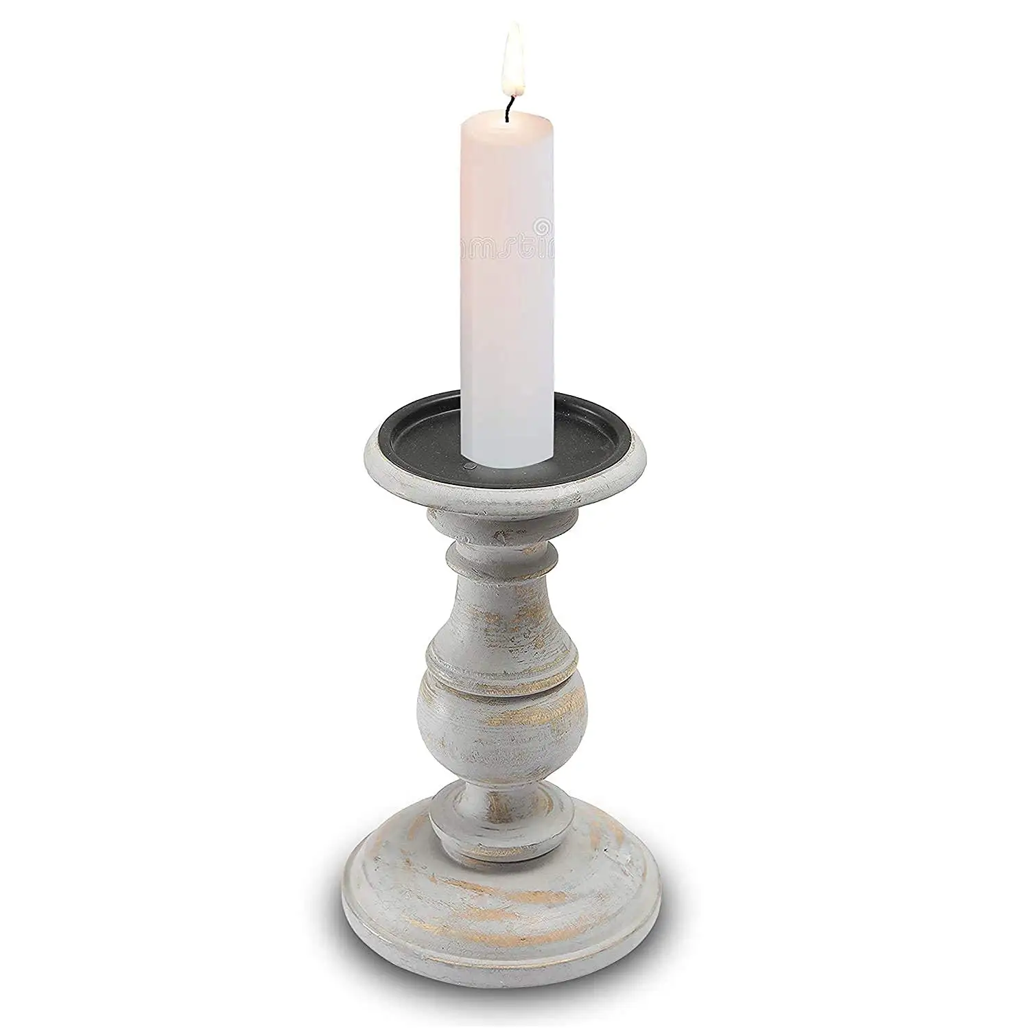 Soporte de pilar de vela de madera para decoración del hogar y el jardín en acabado de cal para velas de Pilar