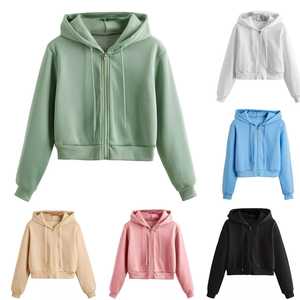 Sudadera informal de manga larga de Color sólido para mujer, sudadera con cremallera bordada, prendas de vestir de invierno, estilo pulóver, suministro al por mayor de XS-XL - Product Image 2
