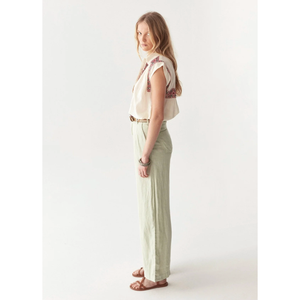 Pantalon Palazzo Ample Femme Berenson Avocado à Imprimé Floral Taille Mi-Haute 100% Lin Respirant Style Décontracté Coupe Ample du XS au XL - Product Image 2