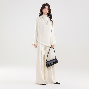 Lignes khiêm tốn Chic hồi giáo phụ nữ hai mảnh Set Flare tay áo hàng đầu và rộng chân Palazzo Quần phù hợp với - Product Image 5