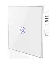 Sistema de Iluminación de Pared Inteligente Fox Domotics Serie WHITE Glassy, Interruptores Táctiles NFC Wifi Controlados por Alexa, 1 Interruptor de Encendido/Apagado con Control Remoto, 6A