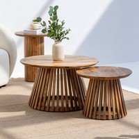 Mobilier contemporain Salon en bois massif Chambre à coucher Fabriqué à la main Hôtel créant vraiment unique Caramel Nesting Round Wood Coff