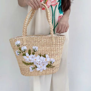 Colección May Tre LTL, bolsos de jacinto de agua Natural hechos a mano ecológicos, dos asas, cierre de puño abierto, diseño de moda - Product Image 1