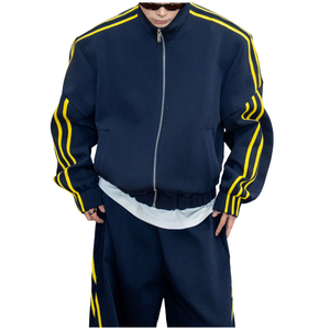 Conjunto de Sudadera con Capucha Extra Grande de Alta Calidad, con Franja Lateral en Color Contrastante, Sudadera con Capucha de Cuello Alto, Pantalones Deportivos Holgados para Hombre - Product Image 1