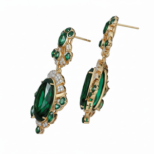 Pendientes Hechos a Mano con Hidro Verde en Múltiples Formas, Plata de Ley 925, Chapados en Oro de 18K, Joyería Fina para Mujer - Product Image 5