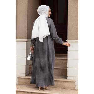 Stone Detailed Vestido Hijab Plisado Gris - Product Image 5