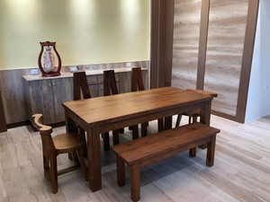 Banc de salle à manger en teck moderne de 126 cm de long avec pieds en bois de 6,5 cm d'épaisseur pour la salle à manger en plein air - Product Image 2