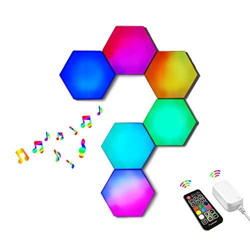 RGB Hexagon Lights 6 Pack DIY Modular Night Light LED Light Wall Panels Smart App Control Hexagon Wall Lamp