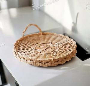 Cestas colgantes redondas de alta calidad, nuevo diseño, bandejas de almacenamiento de ratán tejidas a mano, mango de bambú para vajilla, sala de estar - Product Image 6