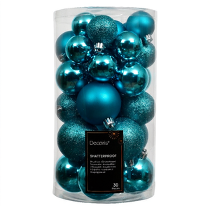 Ensemble de 37 boules de Noël en plastique bleu folklorique de 6 cm Amicasa 9022845, boules de Noël et décorations d'arbre pour décorations festives - Product Image 2